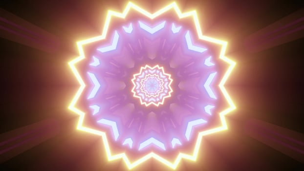Geometric flower neon ornament 3d illustration photo