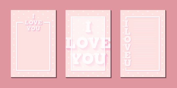 minimalist greeting card pink background typography i love you with frame message vector template