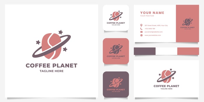 Coffee Bean Planet Logo with Business Card Template vector