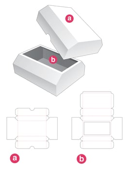 Chamfered box with chamfered lid die cut template vector