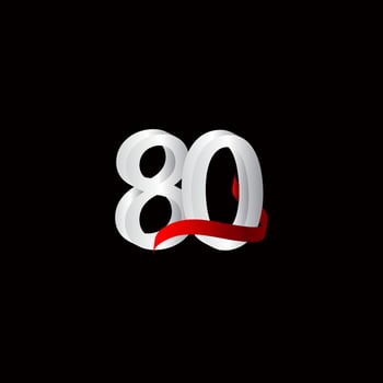 80 Years Anniversary Celebration Number Black and White Vector Template Design Illustration