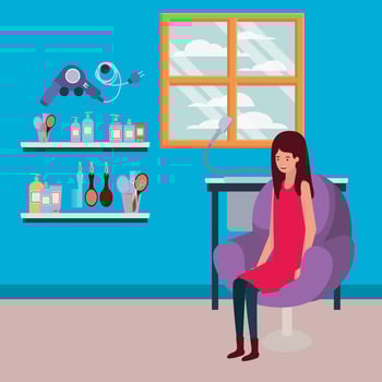 Young woman at the hair salon vector