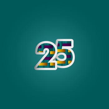 25 Years Anniversary Celebration Elegant Color Number Vector Template Design Illustration