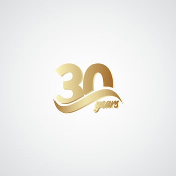 30 Years Anniversary Celebration Elegant Gold Logo Vector Template Design Illustration
