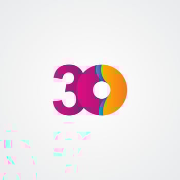 30 Years Anniversary Celebration Purple Vector Template Design Illustration