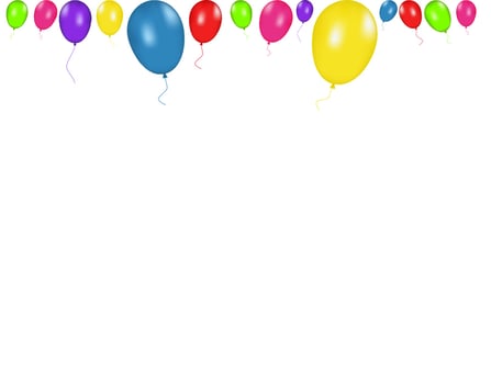 Color composition of vector realistic balloons isolated on white background. Balloons isolated. For Birthday greeting cards or other designs