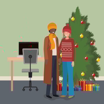 Interracial couple celebrating Christmas vector