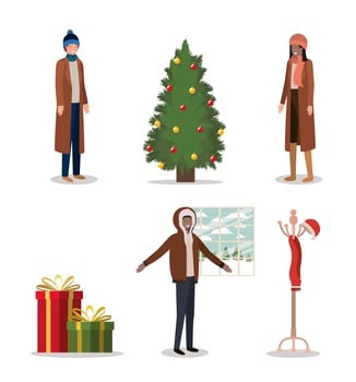 christmas at home set vector