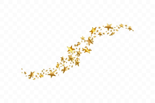 Gold Yellow 3d Star Falling. Vector Confetti Star Background. Golden Starlit Card. Confetti Fall Chaotic Decor.
