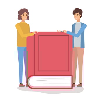 couple of students reading books vector