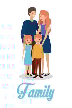 cute and happy family members characters vector