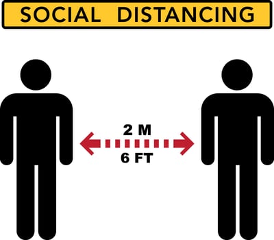 Social distancing banner. Keep the distance vector