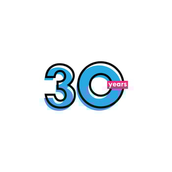 30 Years Anniversary Celebration Line Vector Template Design Illustration