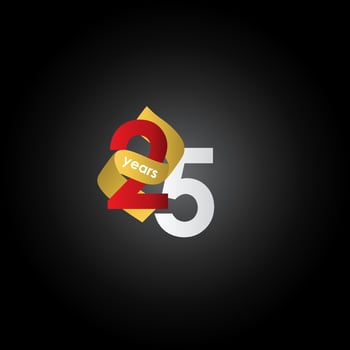 25 Years Anniversary Celebration Ribbon Vector Template Design Illustration