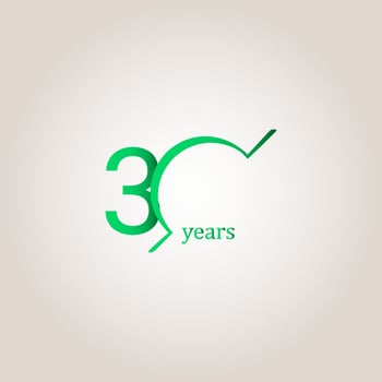 30 Years Anniversary Celebration Green Line Vector Template Design Illustration