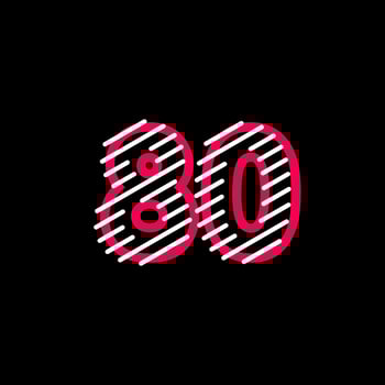 80 years Anniversary Line Design Logo Vector Template Illustration
