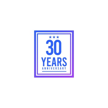 30 Years Anniversary Blue Square Design Logo Vector Template Illustration