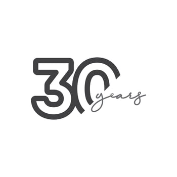 30 Years Anniversary Celebration Number Vector Template Design Illustration Logo Icon
