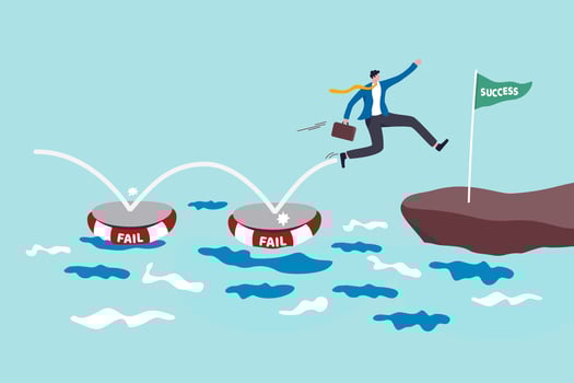 Fail to success, using failure to be lesson learn and creativity to achieve business success concept vector