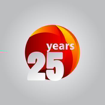 25 Years Anniversary Red Ball Vector Template Design Illustration