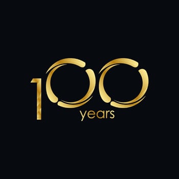 100 Years Anniversary Celebration Gold Vector Template Design Illustration
