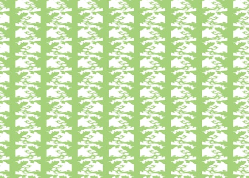 Hand drawn, green, white color seamless pattern vector