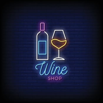 Wine Shop Logo Neon Signs Style Text Vector