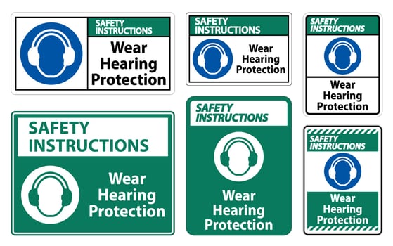 Safety Instructions Wear hearing protection sign on white background vector