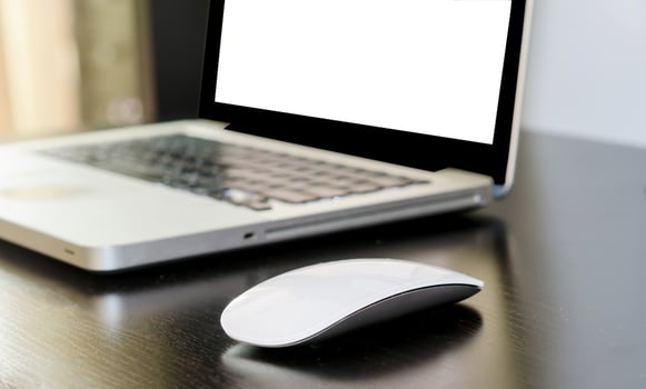 Silver laptop mock-up photo