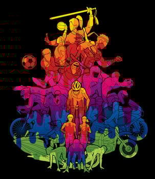 Abstract Sports Players Action vector