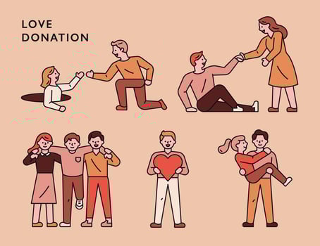 Set of people helping each other vector