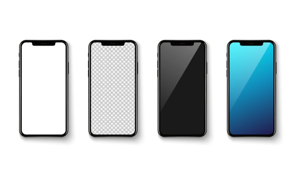 Smartphone application screen mockup isolated on white baclground, vector illustration