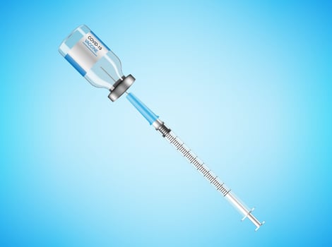 Vaccine bottle and syringe, Coronavirus Covid 19 vaccine, vector illustration