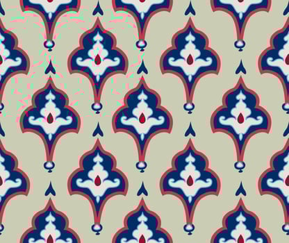 Oriental tile ornament. Abstrcat geometric retro seamless pattern. Floral asian native ornamental  backdrop. vector