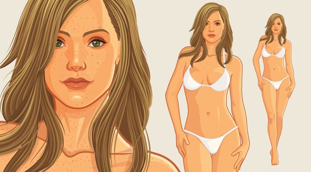 Bikini girl wearing White bikini vector