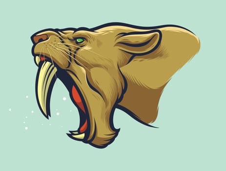 Sabertooth tiger head for patch design or sport teams logos vector