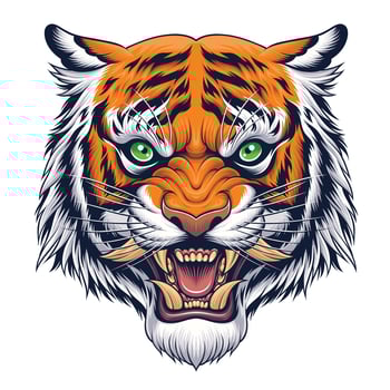 Tiger head in Japanese style illustration vector