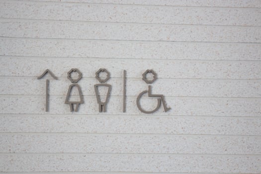 Restroom sign in an office photo