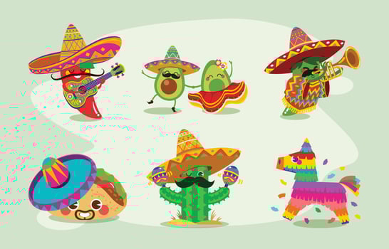 Cinco de Mayo Mexican Funny Characters Concept vector