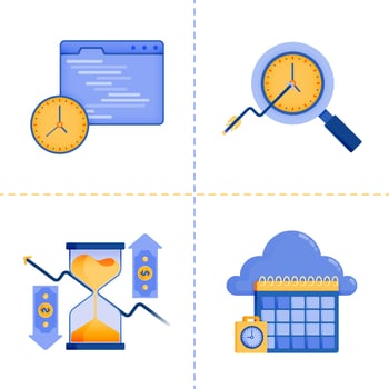 logo symbol designs for time of investment, 4.0 technology, business, cloud calendar schedule. flat Icon pack template can be used for landing page, web, mobile app, poster, banner, website, graphic vector