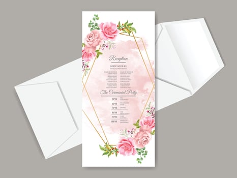 Beautiful floral hand drawn wedding reception card template vector