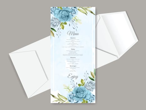 Beautiful floral hand drawn wedding menu card template vector