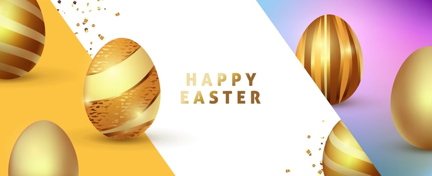 Easter background template with luxury premium golden eggs. vector