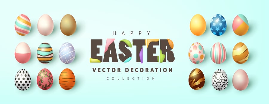 Traditional colored easter eggs with different ornaments. vector