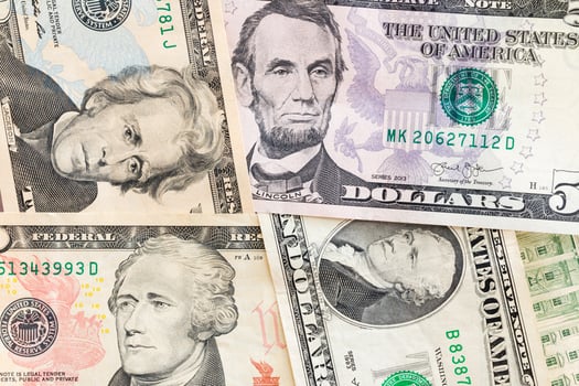 American dollars banknotes, commercial and banking concept photo