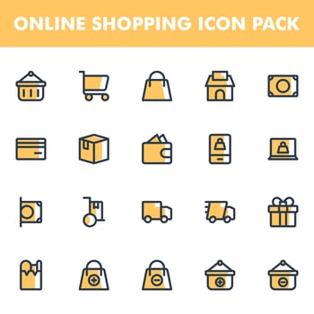 Online shopping icon pack vector