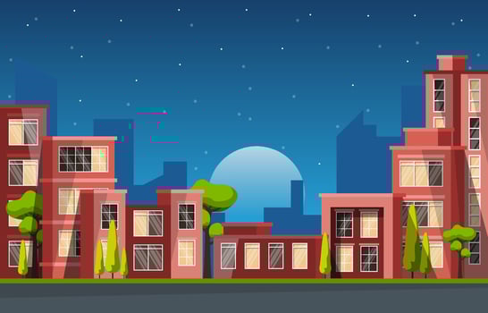 Night City Building Construction Cityscape Skyline Business Illustration vector