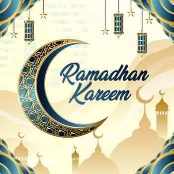 Ramadan Kareem with Moon and Lantern Concept vector