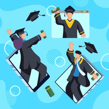 Graduation Ceremony on Online Concept vector