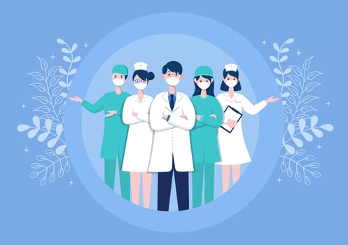 Thank You Doctor and Nurse, Illustration Pack of Thanksgiving To All  Medical Assistants For Fighting with Coronavirus and Saving Lots of Lives vector